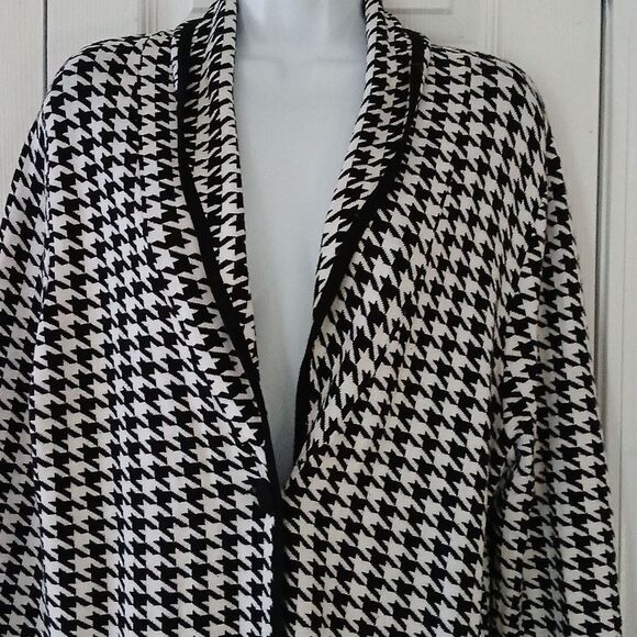 Lauren Michelle houndstooth single button closure cardigan with pockets Sz L - Picture 3 of 5